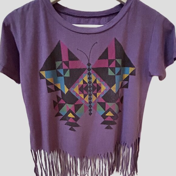 LIFE CLOTHING CO PURPLE FRINGED TOP SIZE S - Picture 5 of 7
